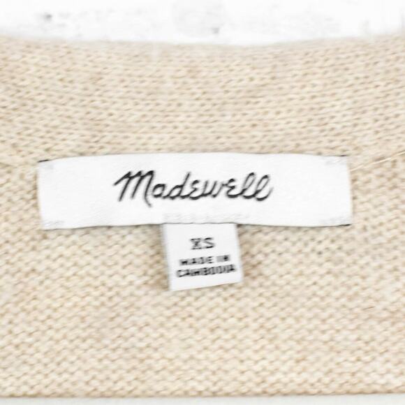 Madewell Beige Tan Merino Wool Long Sleeve Button Down Cardigan Sweater Size XS - Picture 7 of 8